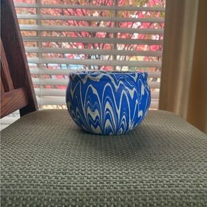 Blue and White Swirl Ceramic Bowl